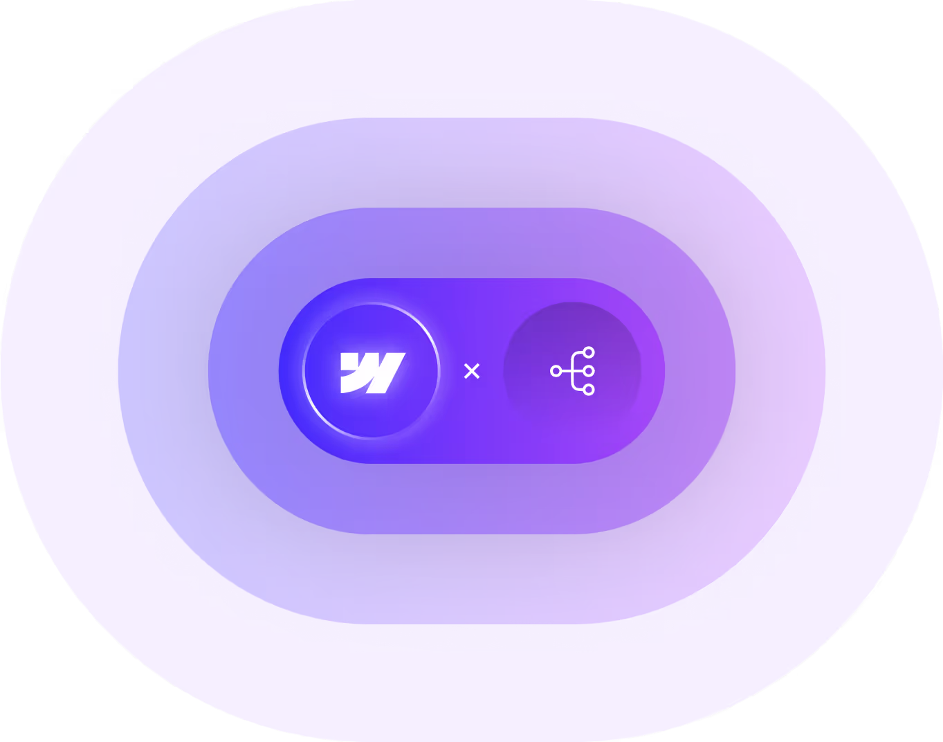 Logo de Webflow junto a un icono de integraciones
